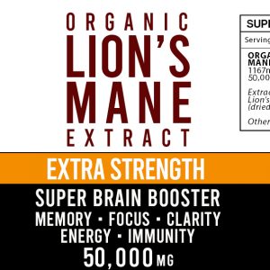 Extra Strength Lion's Mane Liquid Tincture In MCT Oil 50,000mg