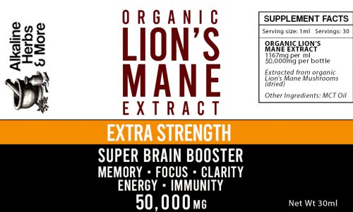 Extra Strength Lion's Mane Liquid Tincture In MCT Oil 50,000mg