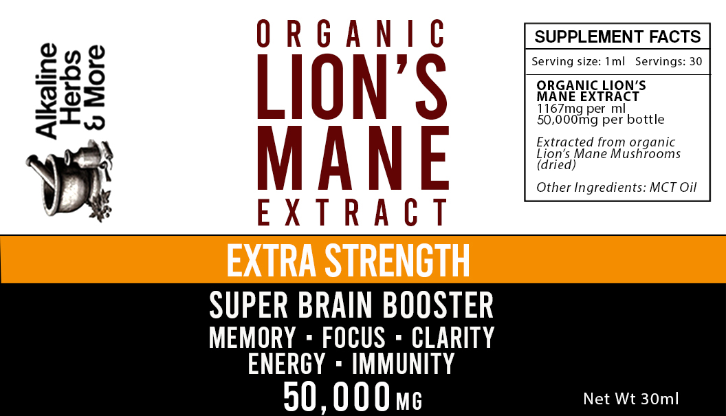 Extra Strength Lion's Mane Liquid Tincture In MCT Oil 50,000mg
